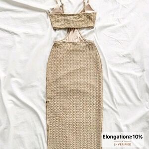 Chic Beige Knit Two-Piece Dress